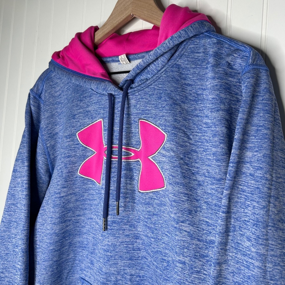 Under Armour Storm Womens Hoodie Est L Blue Pink Space Dye Fleece Pullover